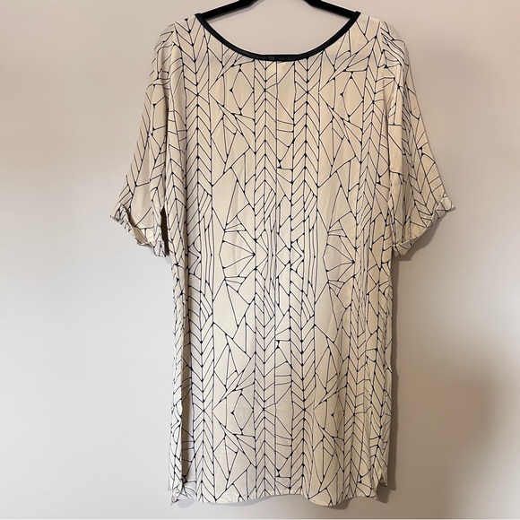 Club Monaco Lori silk printed dress leather detail - Picture 4 of 9